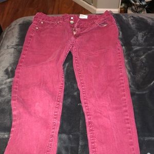red/burgundy womens jeans